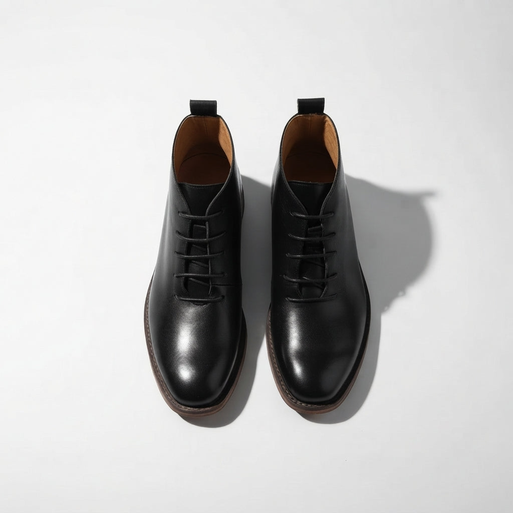 Calvin | Polished Leather Chukka Ankle Boots for Men