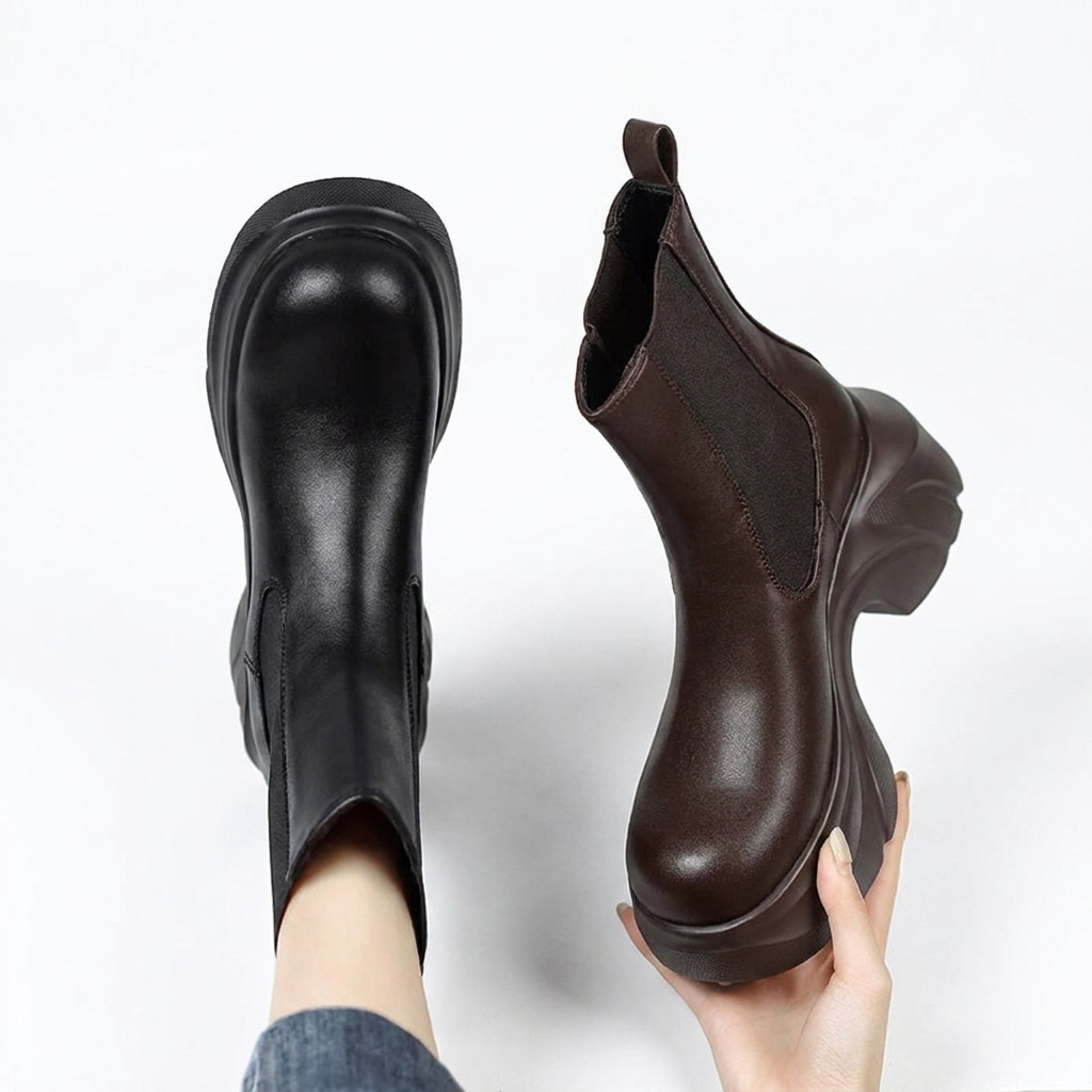 Cecily | Sculptural Platform Chelsea Boots