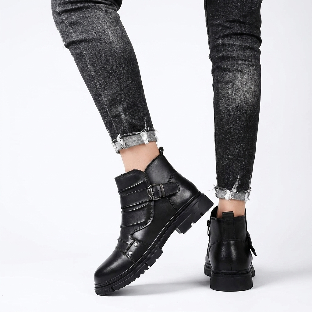 Kellan | Rugged Buckle Strap Leather Chelsea Boots