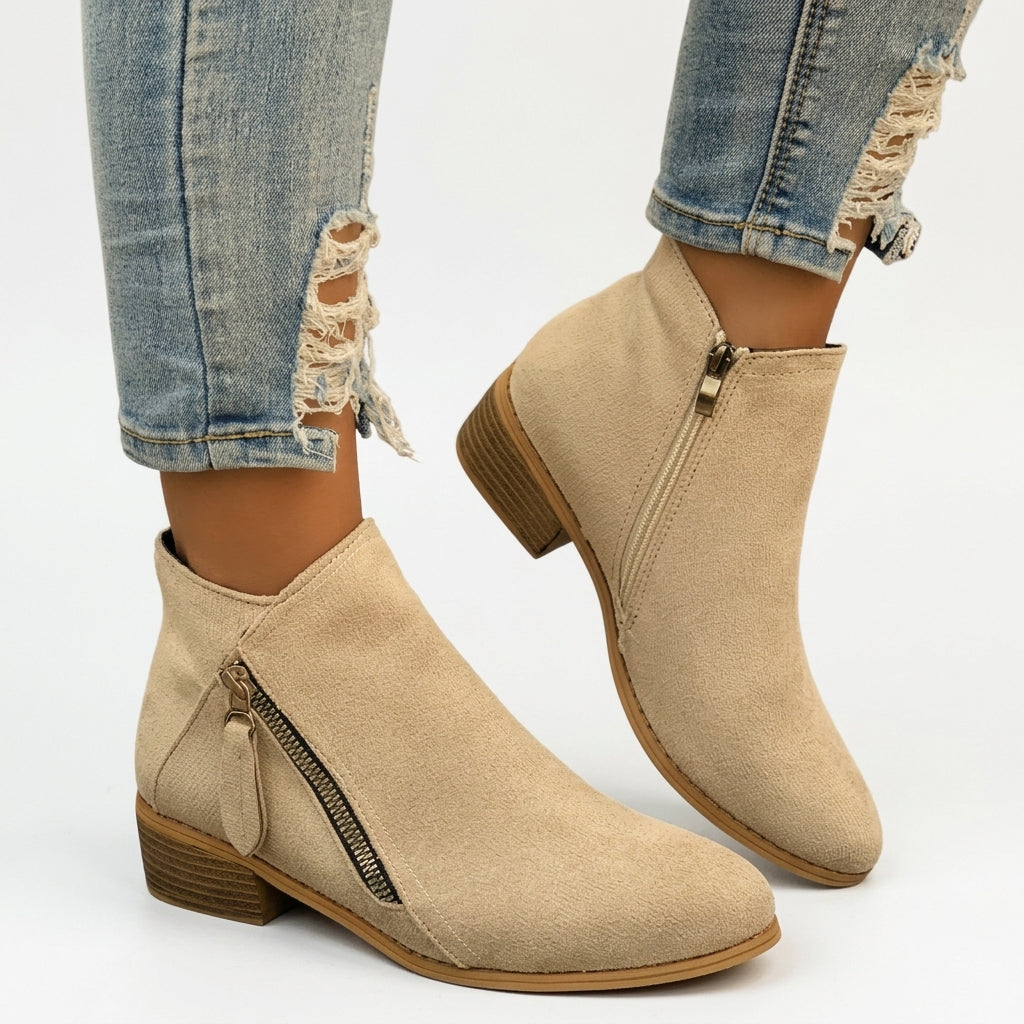 Harper | Casual Zip-Up Heeled Ankle Boots for Women