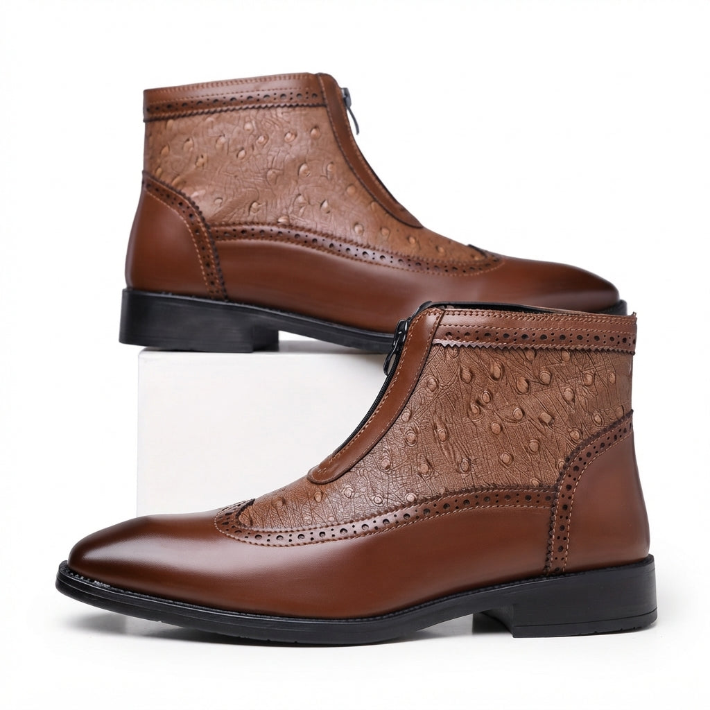 Corwin | Refined Leather Brogue Ankle Boots for Men