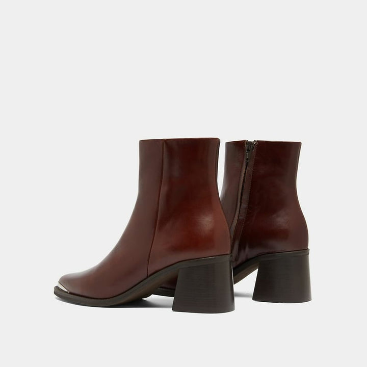 Marguerite | Elegant Leather Block Heel Ankle Boots Women