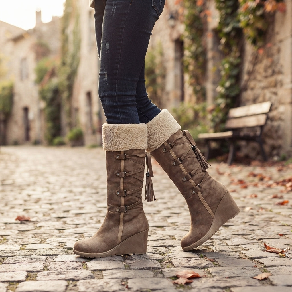 Rosamund | Stylish Platform Wedge Knee High Boots for Women