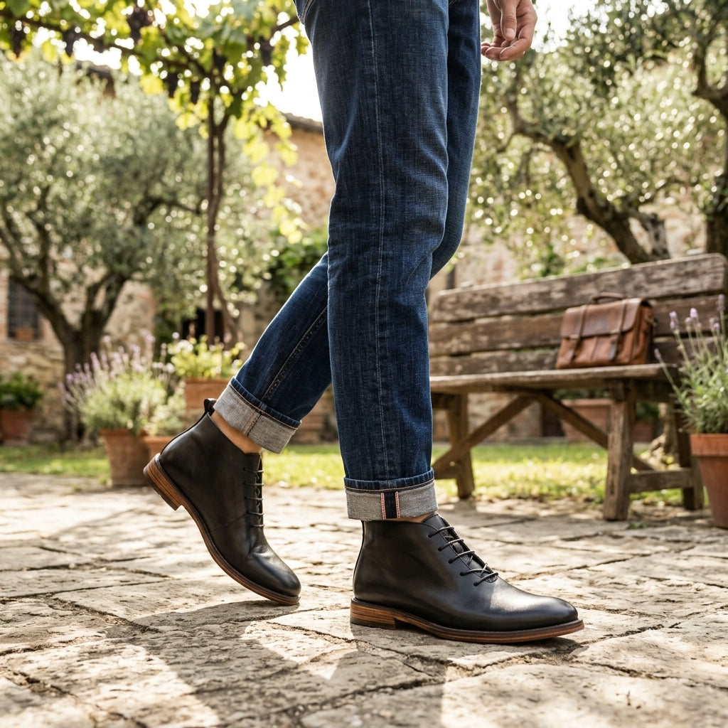 Leander | Timeless Leather Lace-Up Ankle Boots for Men