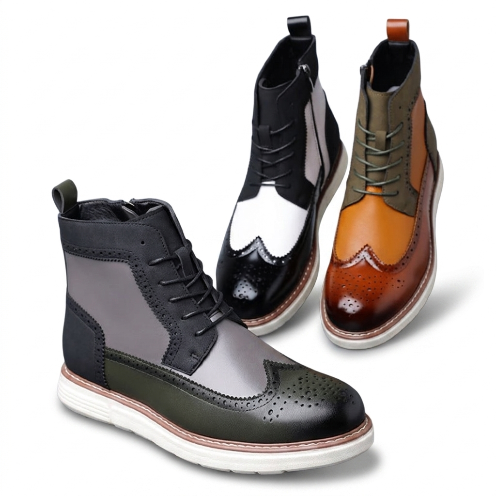 Mason | Stylish Suede Brogue Lace-Up Boots for Men