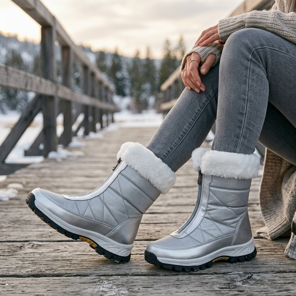 Freya | Durable Faux Fur Trim Snow Boots for Women