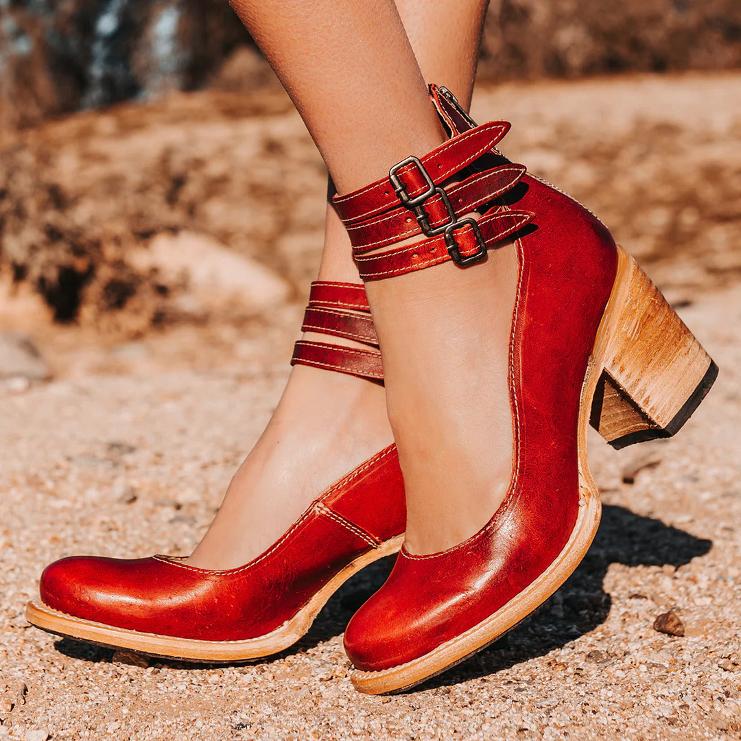 Corinne | Chic Buckle-Strap Leather Ankle Boots