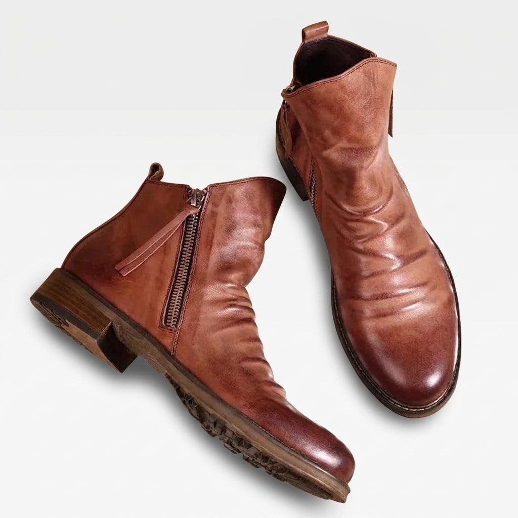 Lorenzo | Relaxed Slouch Leather Ankle Boots for Men