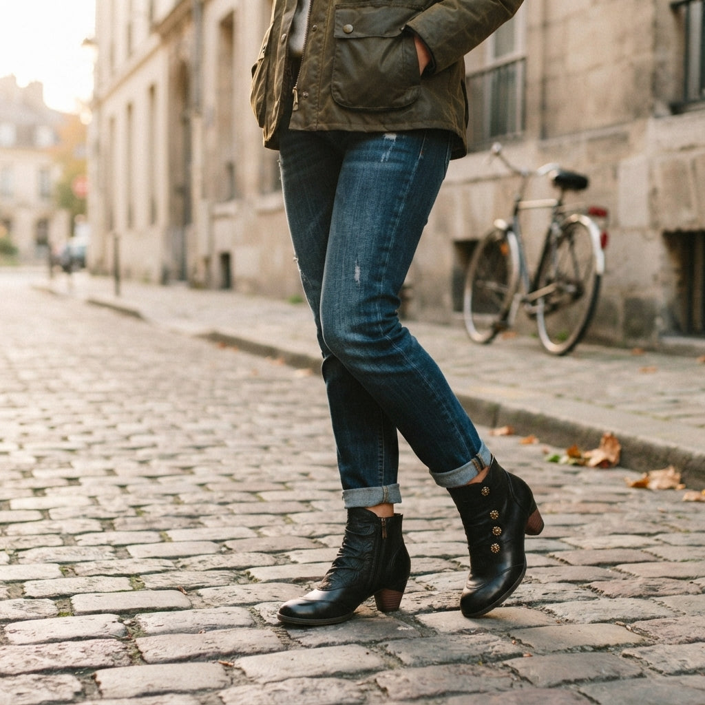 Seraphina | Refined Leather Heeled Ankle Boots for Women