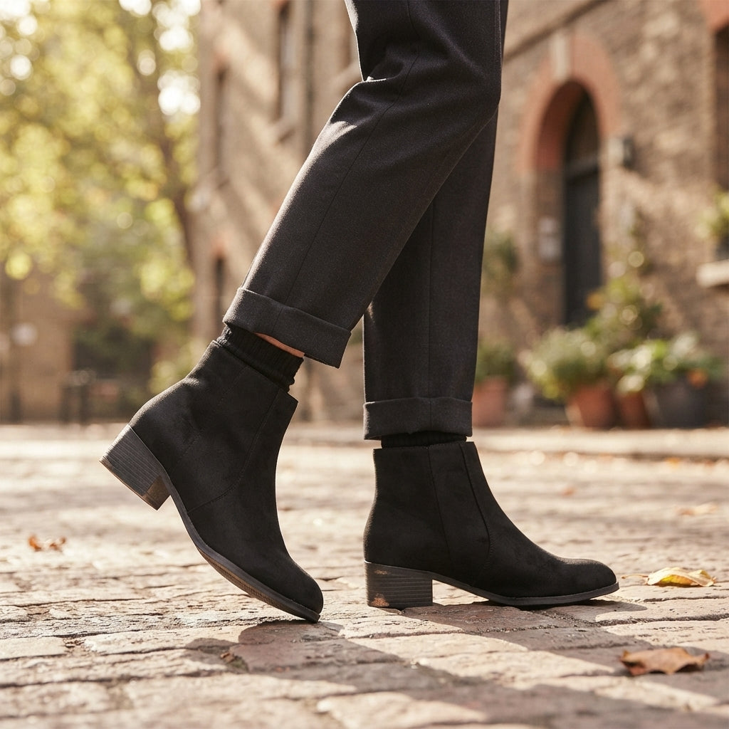 Octavia | Classic Suede-Look Heeled Ankle Boots for Women