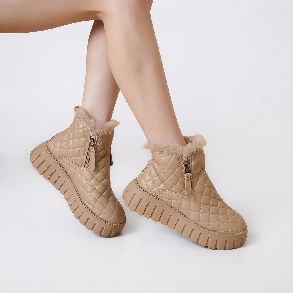 Phoebe | Warm Quilted Platform Winter Ankle Boots