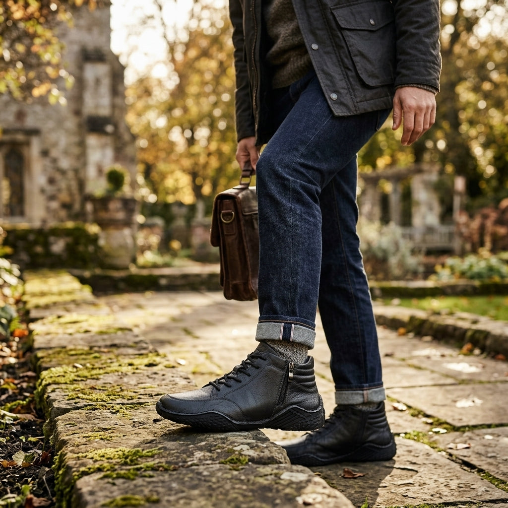 Kellan | Comfortable Leather Lace-Up Ankle Boots for Men