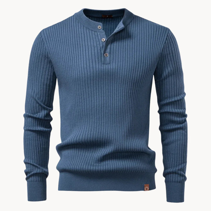 Nico | Fitted Round-Neck Jumper with Button Closure for Men