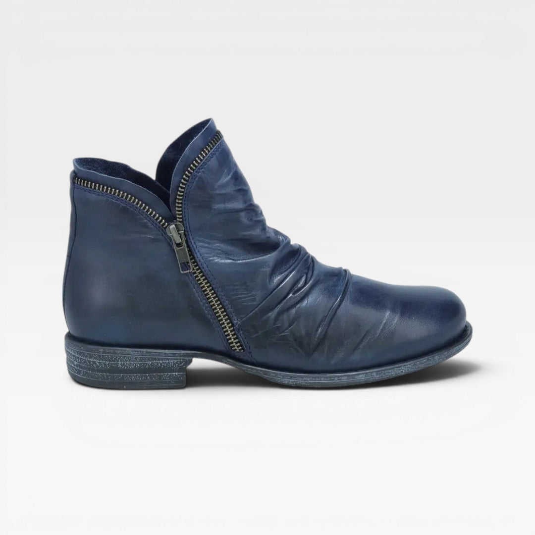 Isadora | Elegant Leather Ankle Boots with Block Heel