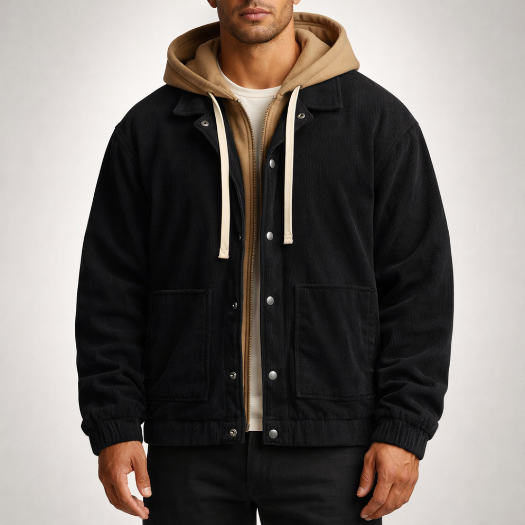 Xavier | Rugged Corduroy Hooded Jacket for Men