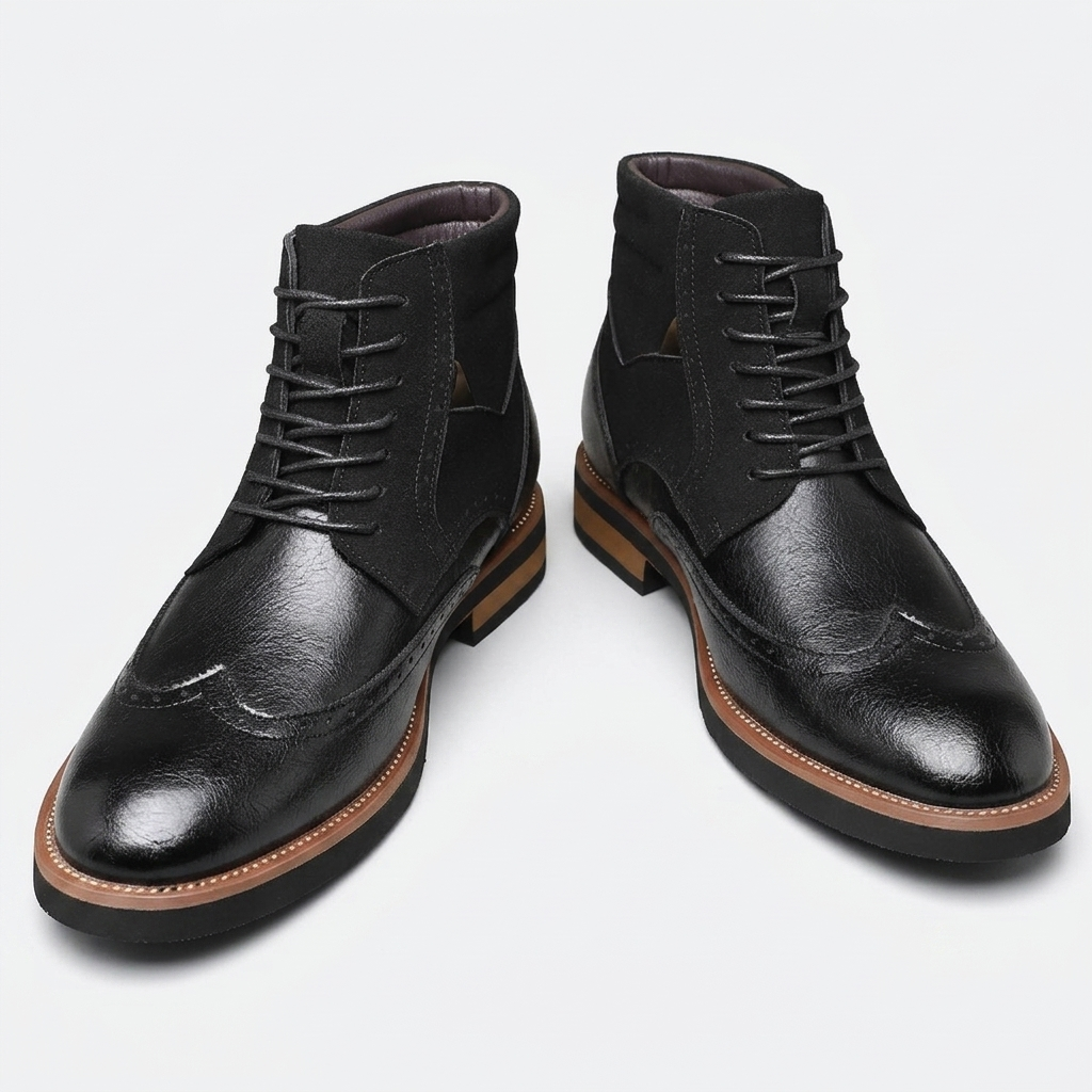 Silas | Stylish Wingtip Brogue Lace-Up Boots for Men