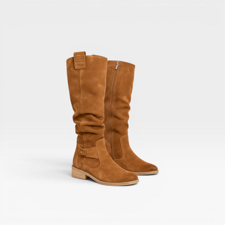 Xanthe | Elegant Suede Knee High Block Heel Boots