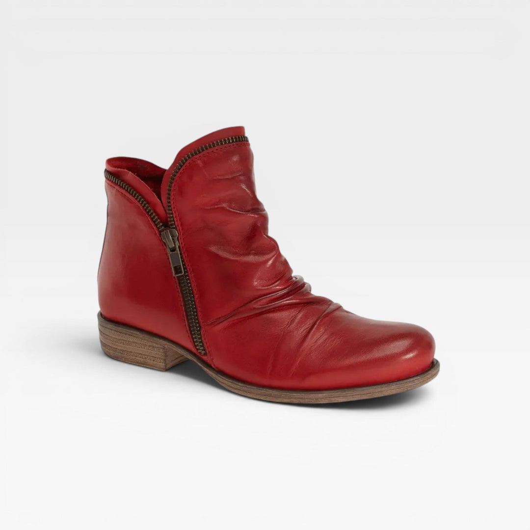 Isadora | Elegant Leather Ankle Boots with Block Heel