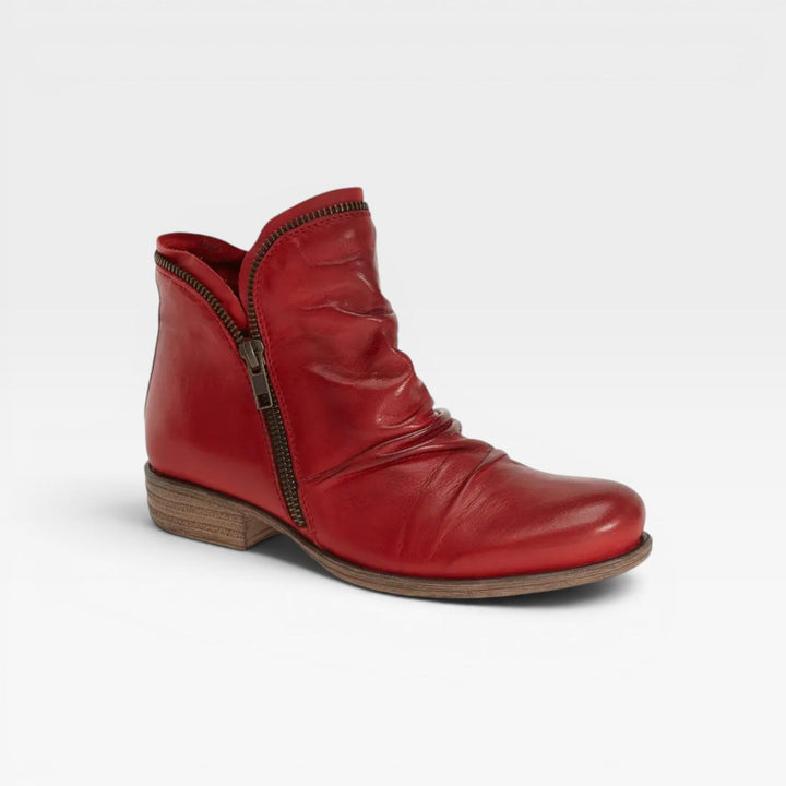 Isadora | Elegant Leather Ankle Boots with Block Heel