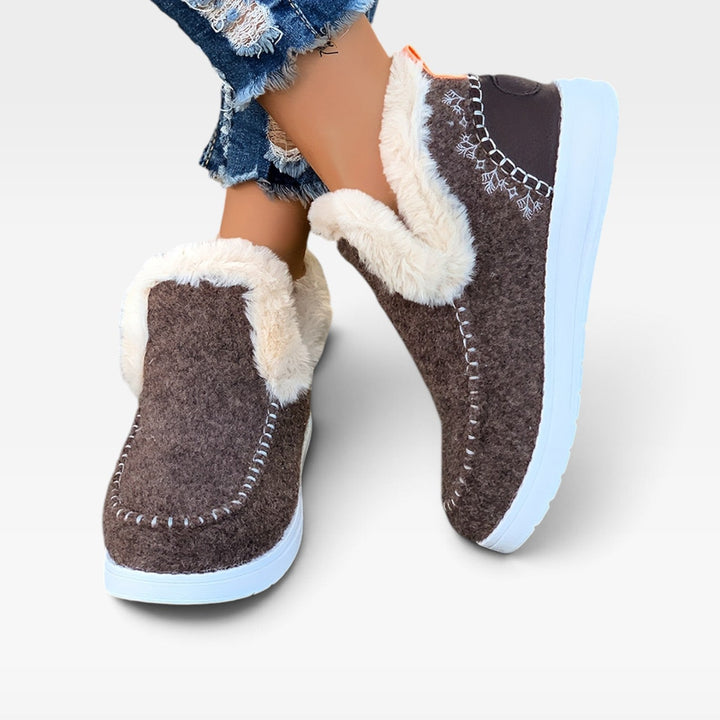 Clarissa | Plush Wool Felt Winter Ankle Boots Women