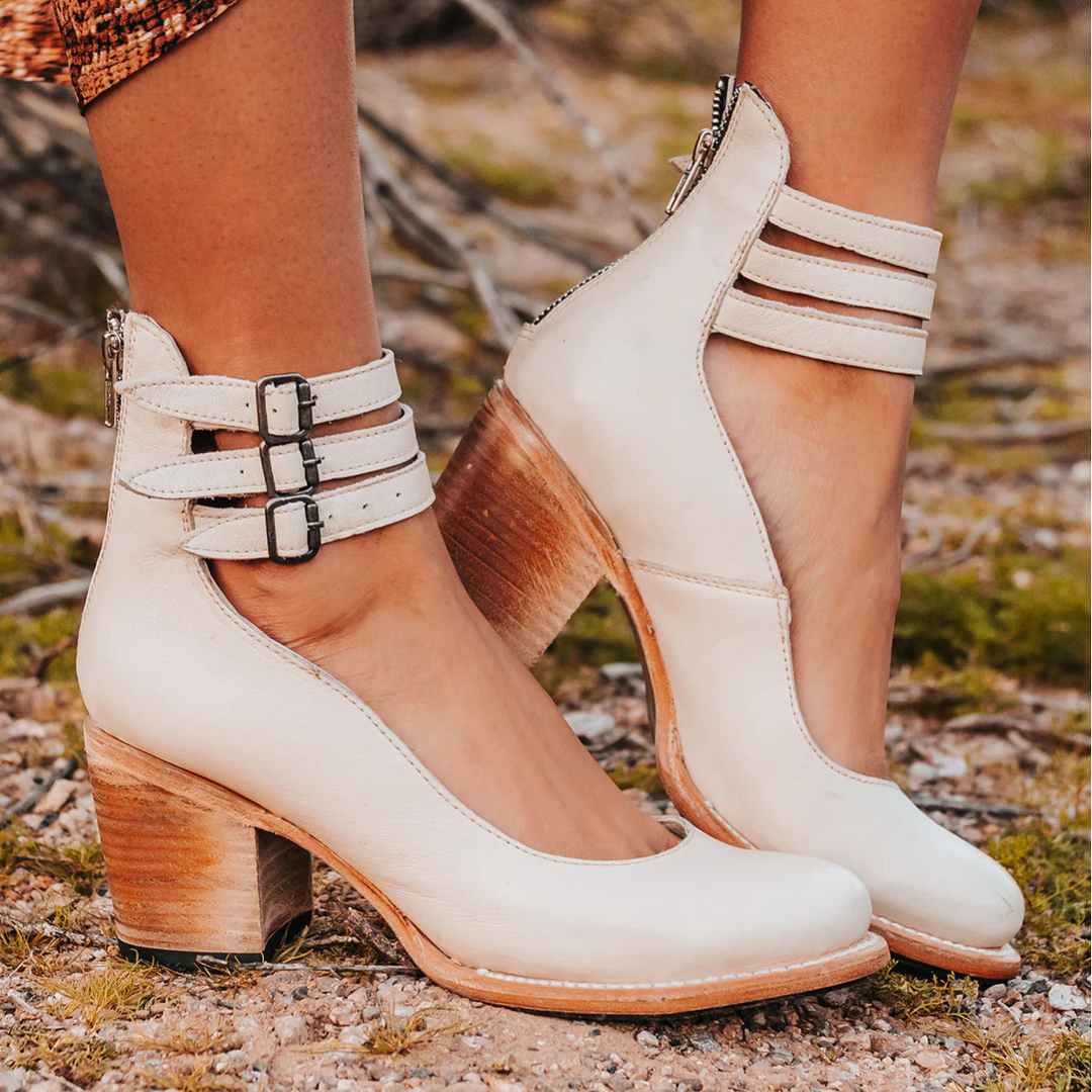 Corinne | Chic Buckle-Strap Leather Ankle Boots