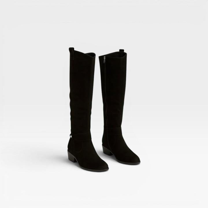 Xanthe | Elegant Suede Knee High Block Heel Boots