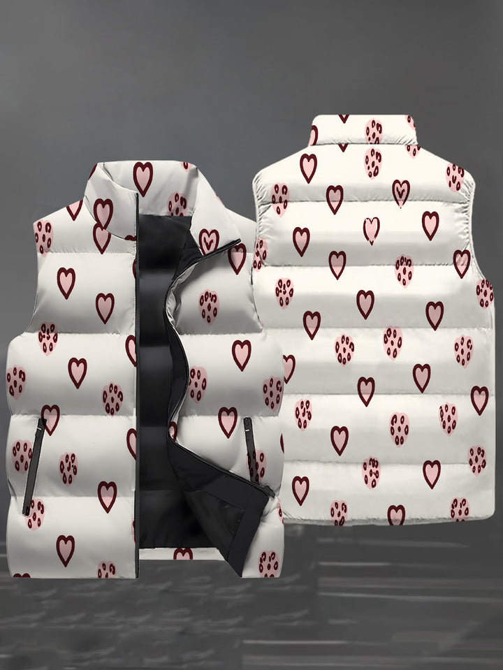 Penelope | Playful Heart Print Padded Gilet