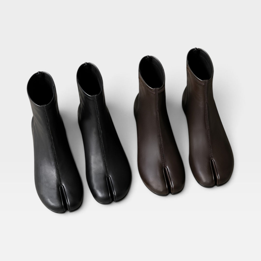 Cosima | Modern Split-Toe Flat Ankle Boots
