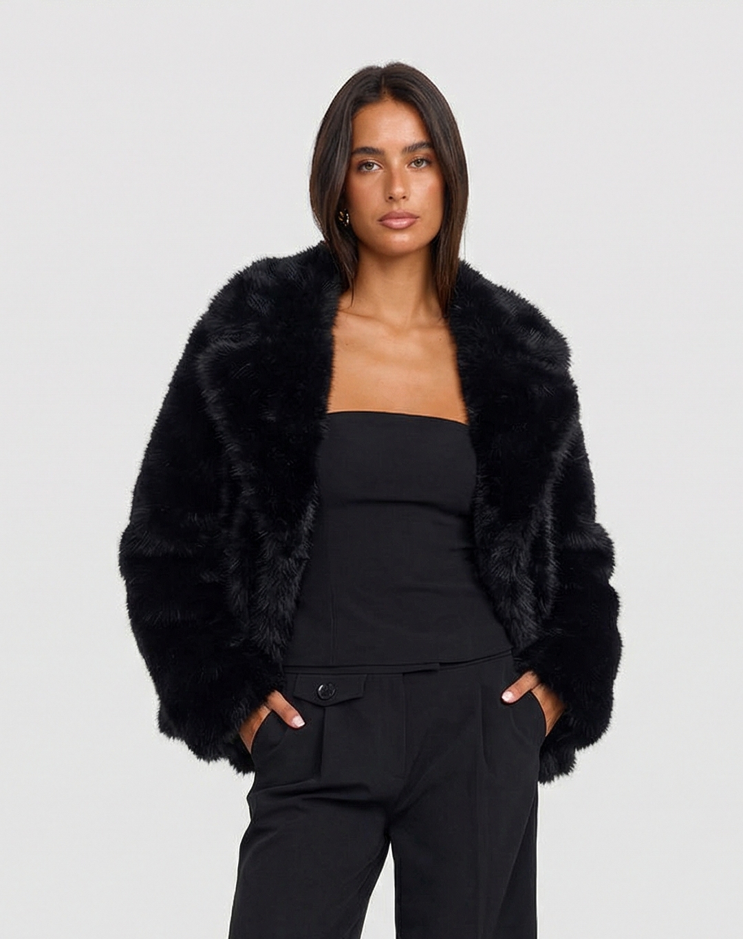 Clementina | Luxe Cropped Faux Fur Jacket For Women