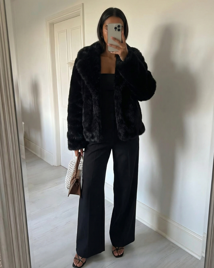 Clementina | Luxe Cropped Faux Fur Jacket For Women