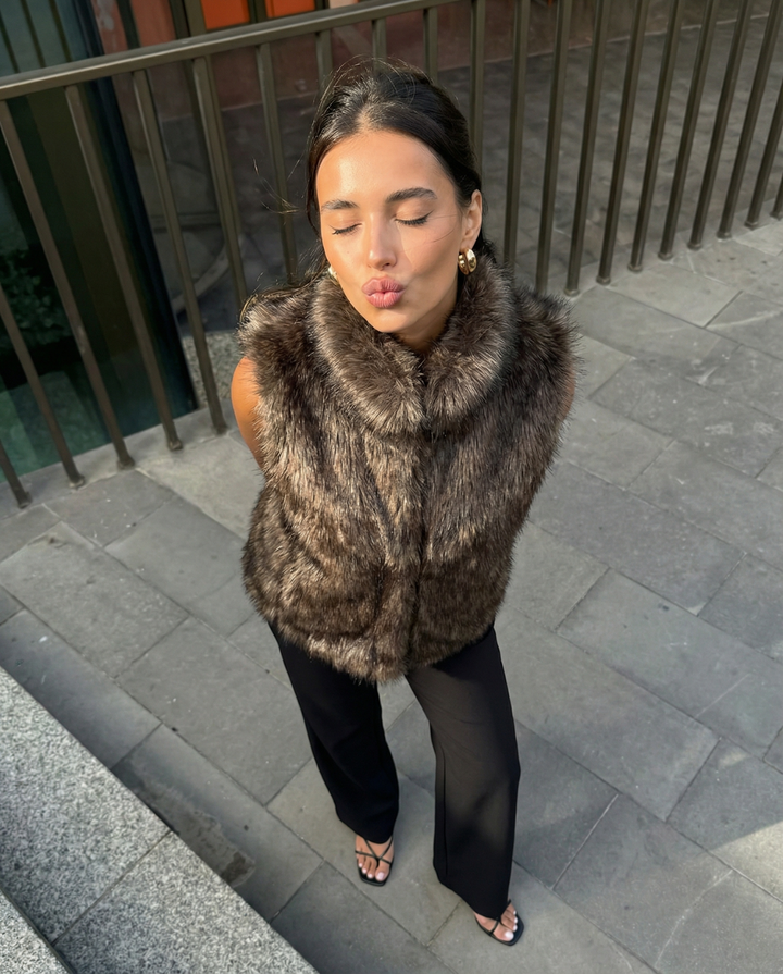 Kerensa | Plush Faux Fur Gilet High-Neck For Women