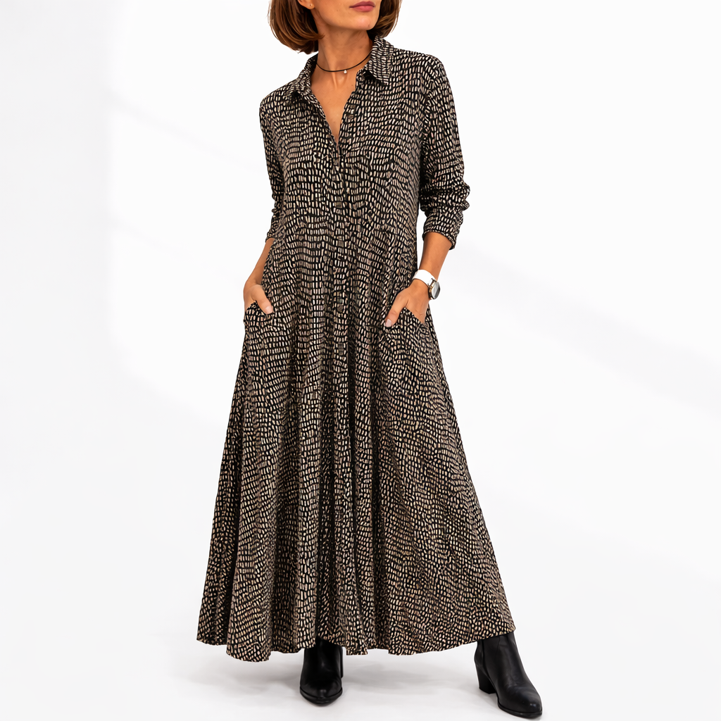 Seraphina | Refined Midi Shirt Dress with Long Sleeves