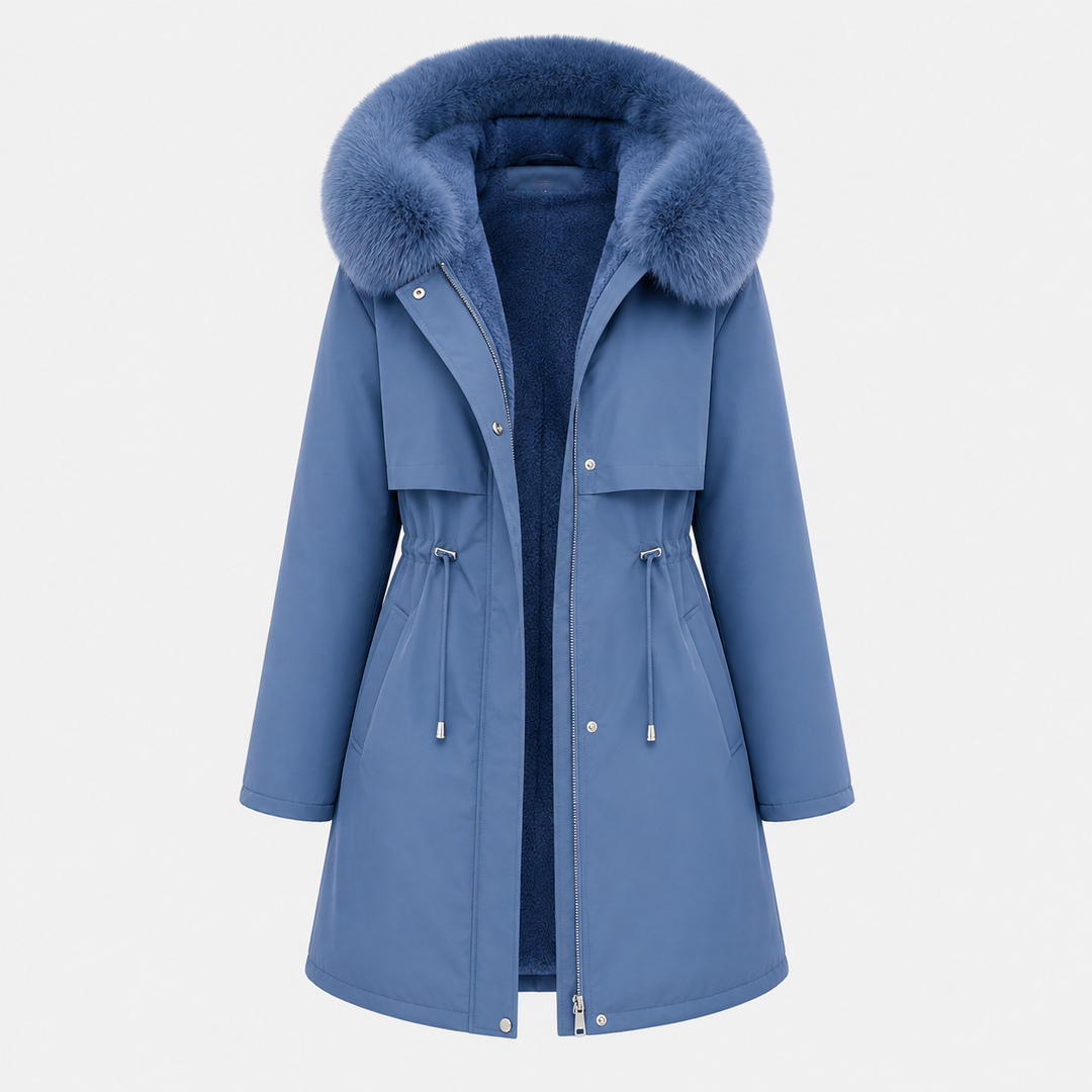 Iolanthe | Elegant Faux Fur Trim Hooded Coat For Women