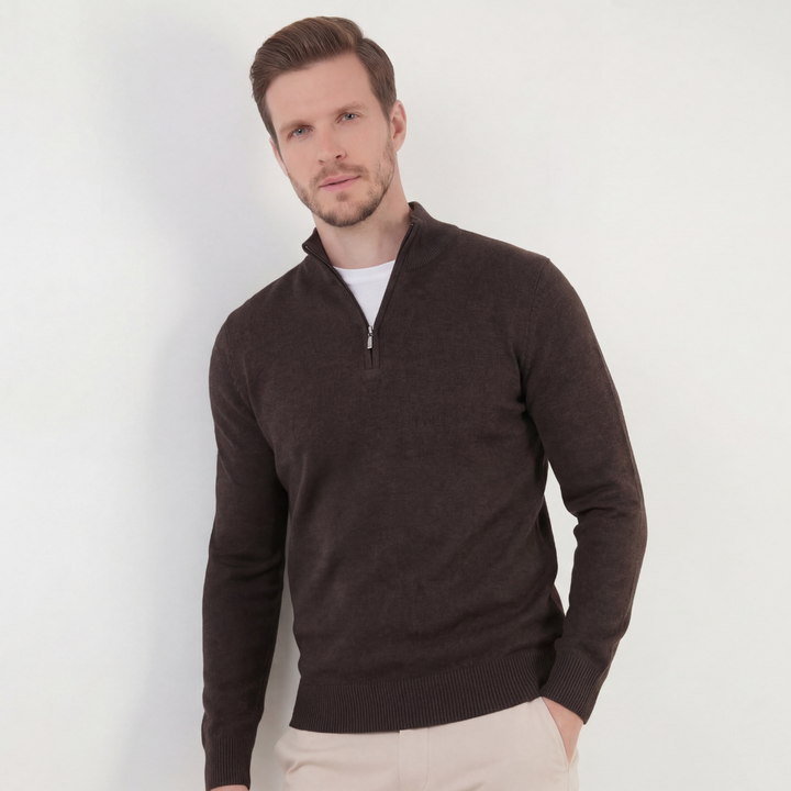 Half-Zip Sweater in Brown