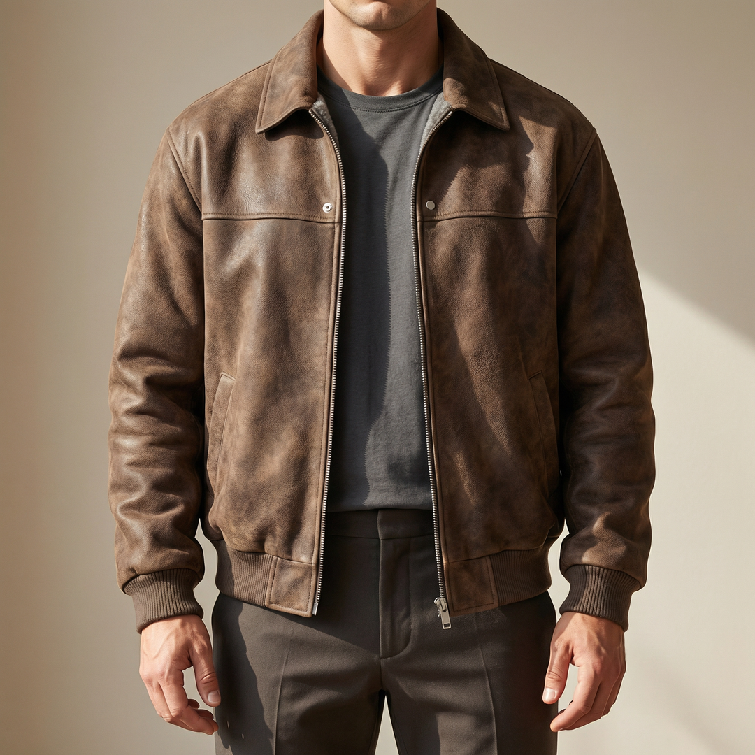 Kellan | Refined Leather Jacket for Men's Textured Outerwear