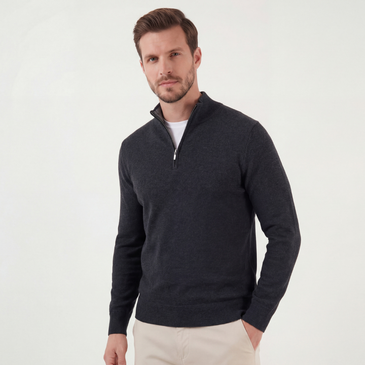 Half-Zip Sweater in Charcoal