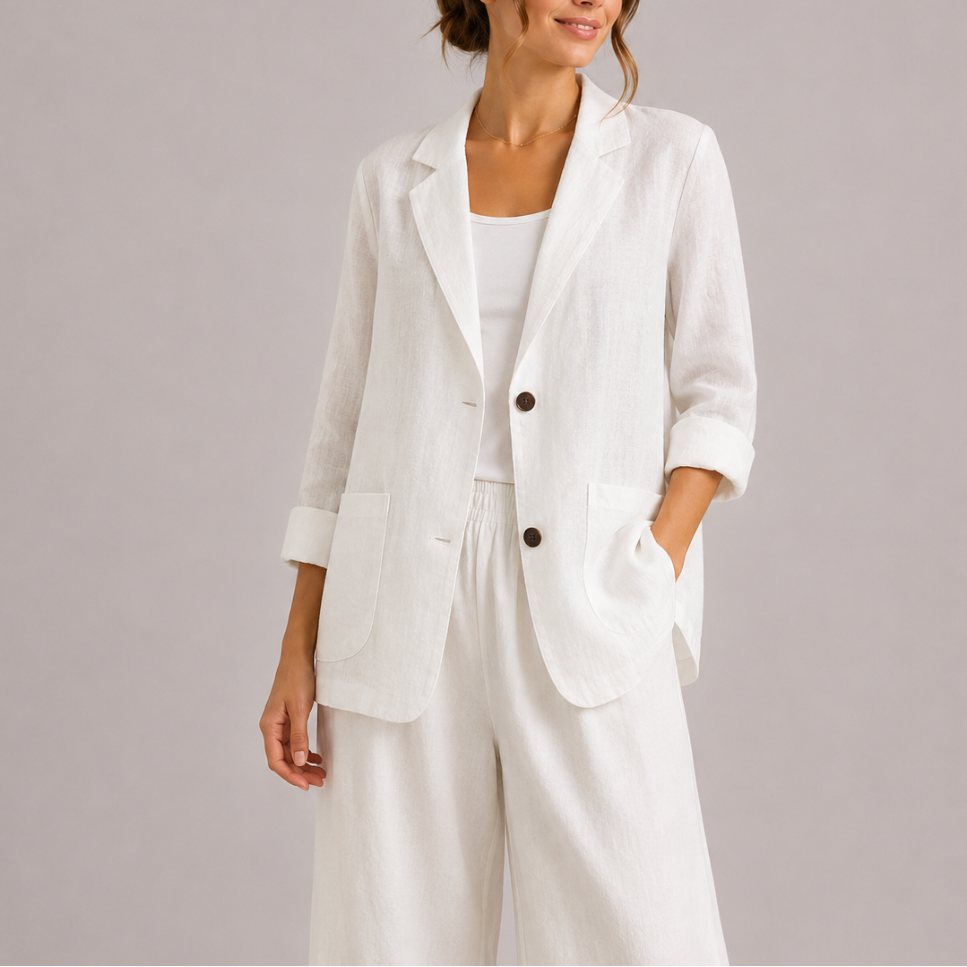 Iris | Relaxed Single-Breasted Linen Blazer for Women