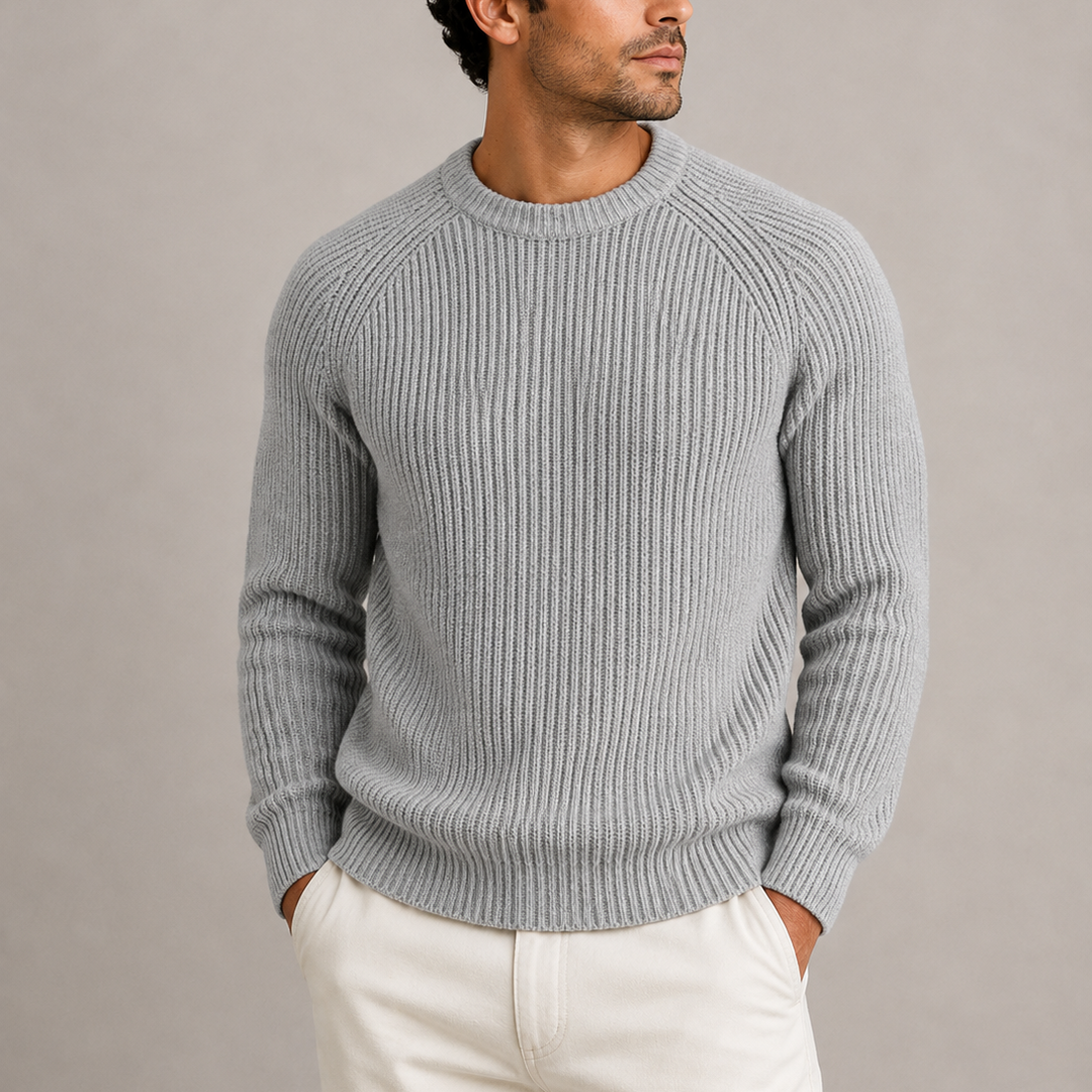 Hartley | Warm Ribbed Crew Neck Jumper for Men