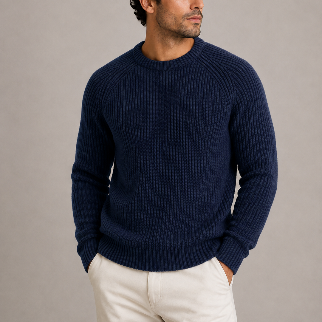 Hartley | Warm Ribbed Crew Neck Jumper for Men