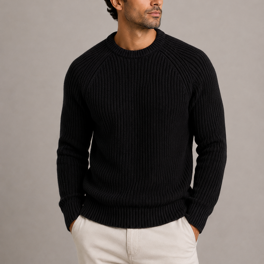 Hartley | Warm Ribbed Crew Neck Jumper for Men