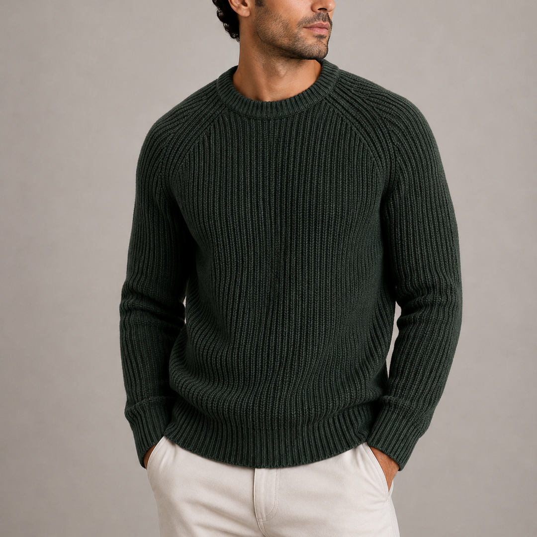Hartley | Warm Ribbed Crew Neck Jumper for Men