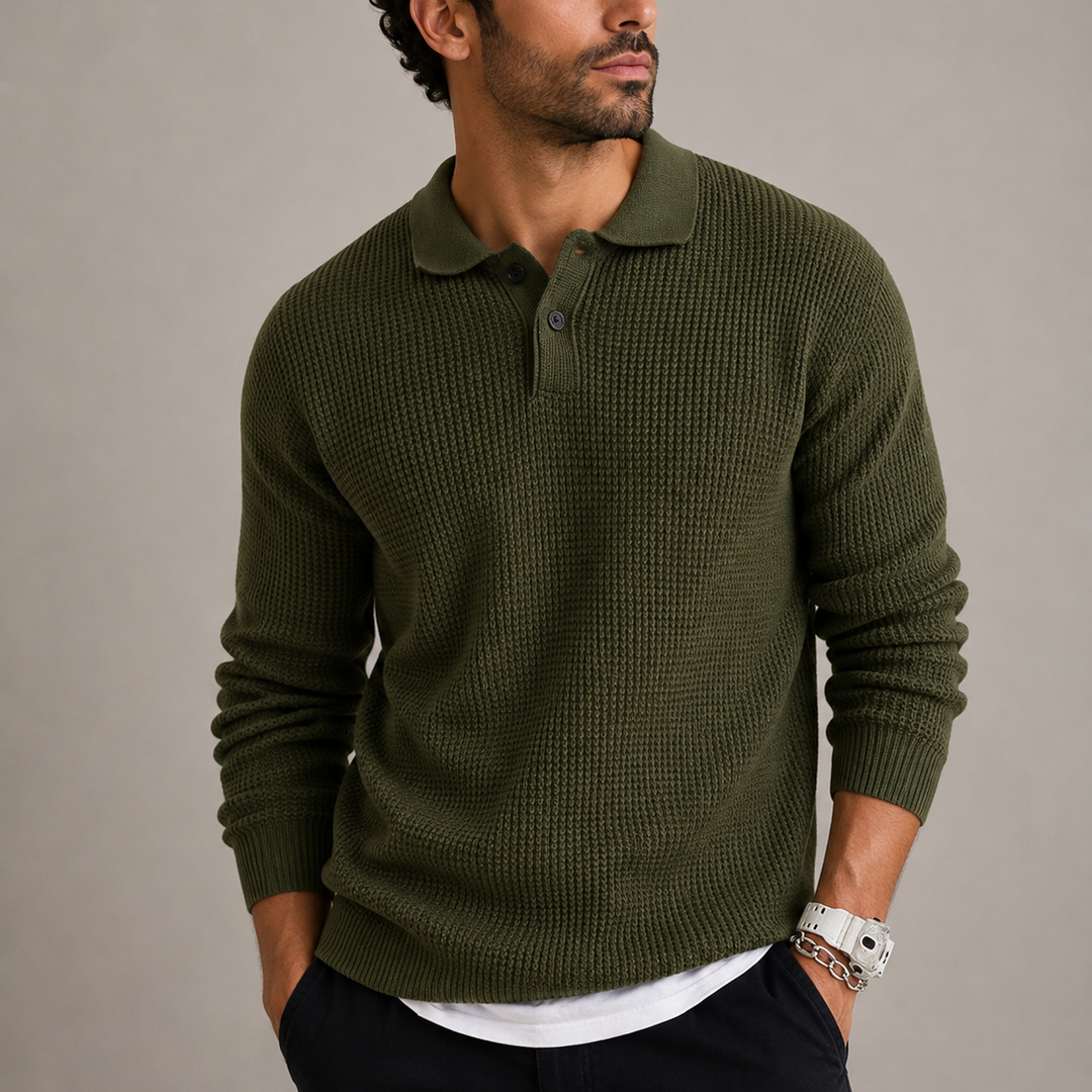Latimer | Casual Waffle Knit Polo Sweater for Men