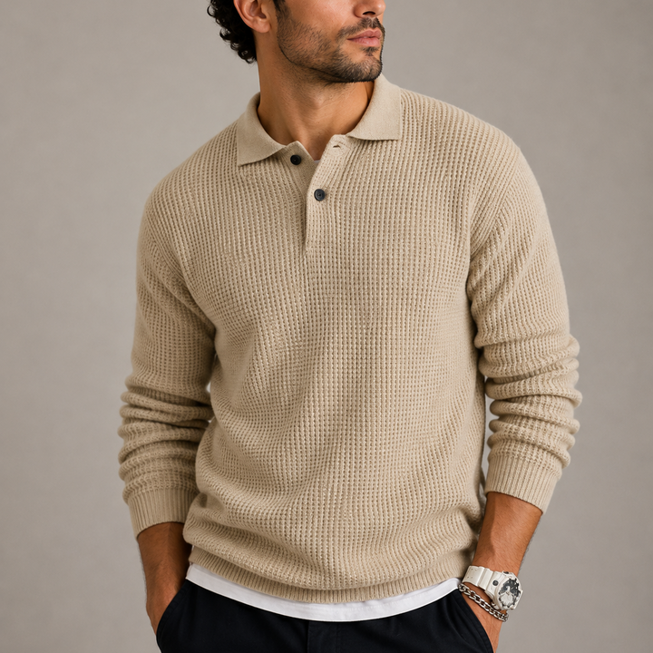 Latimer | Casual Waffle Knit Polo Sweater for Men