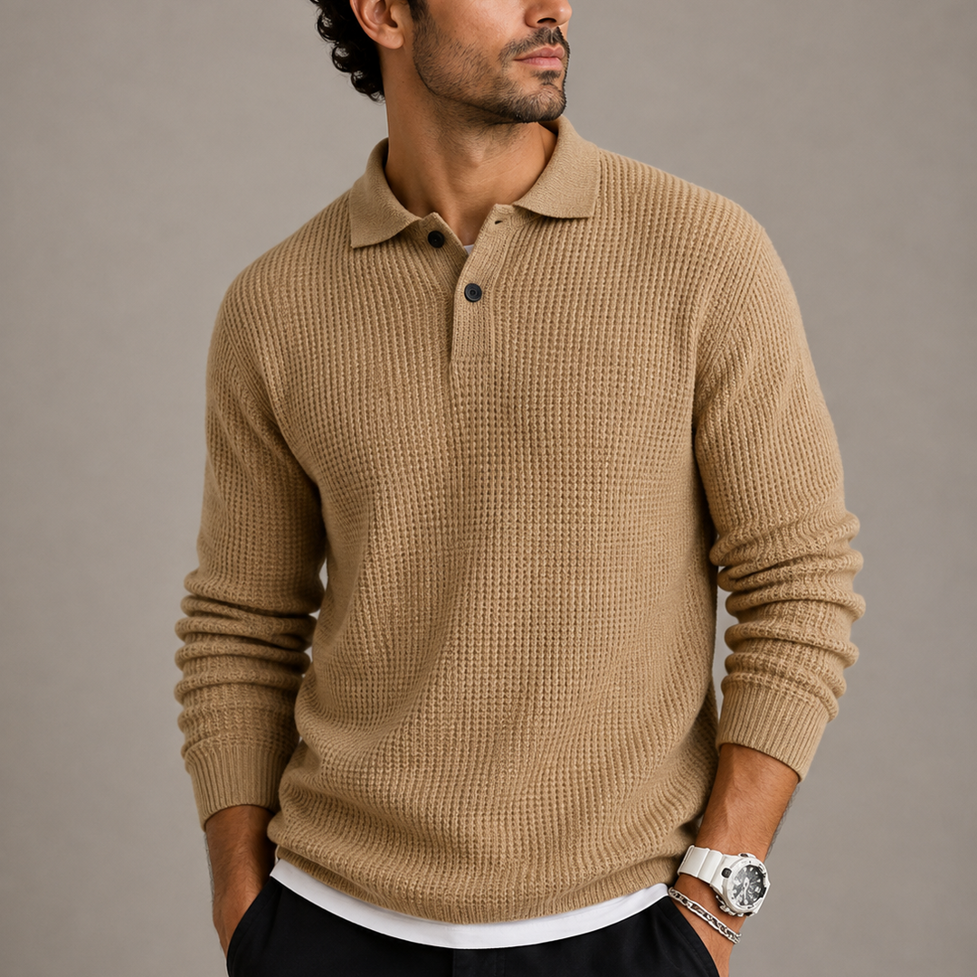 Latimer | Casual Waffle Knit Polo Sweater for Men