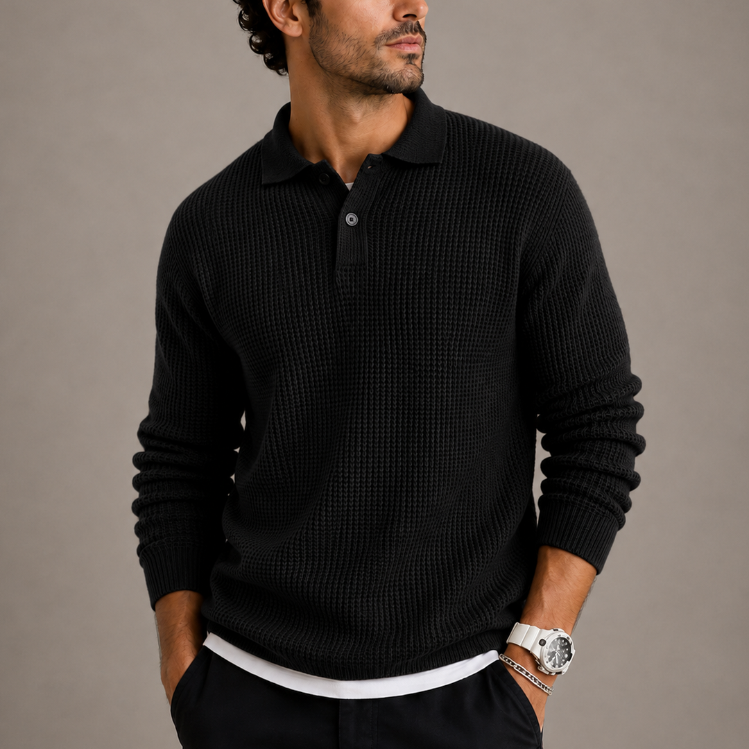 Latimer | Casual Waffle Knit Polo Sweater for Men