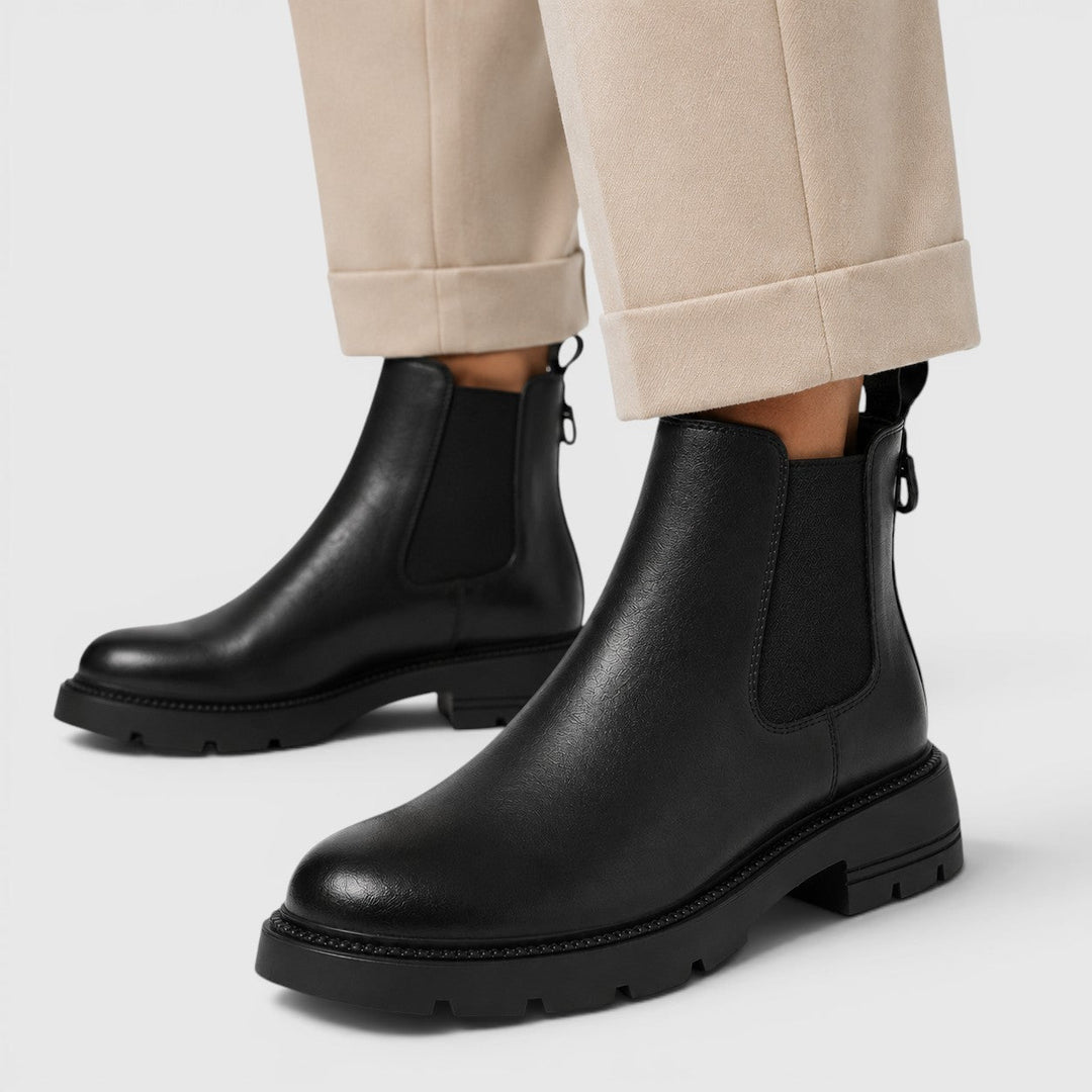 Genevieve | Rugged Leather Chelsea Boots Chunky Sole