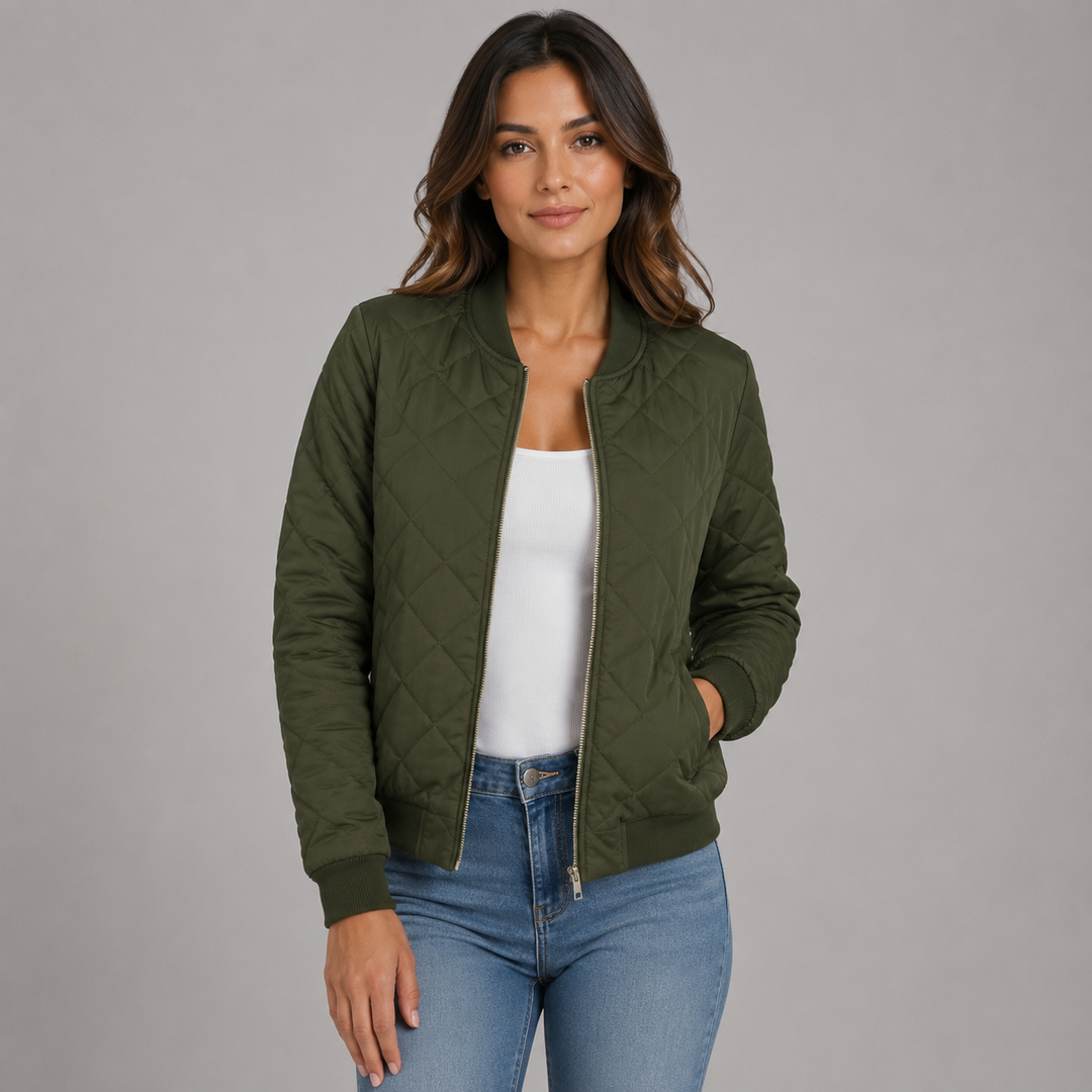 Osla | Sporty Cropped Quilted Bomber Jacket