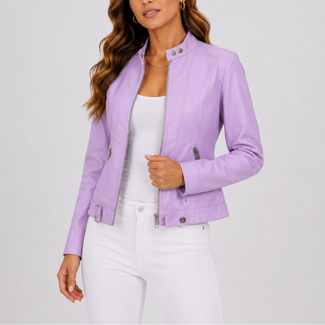 Una | Classic Faux Leather Biker Jacket for Women