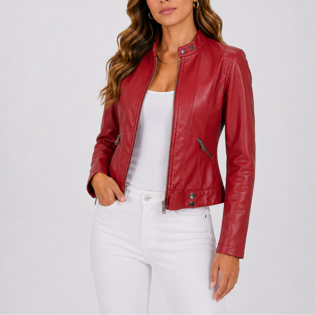 Una | Classic Faux Leather Biker Jacket for Women