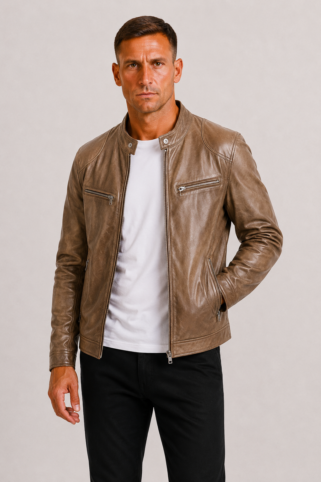Fenwick | Rugged Leather Biker Jacket for Men